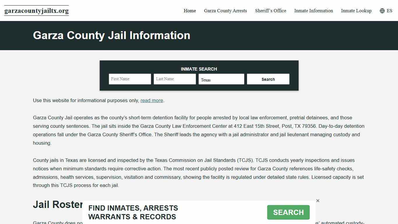Garza County, TX Jail Roster, Inmate Info